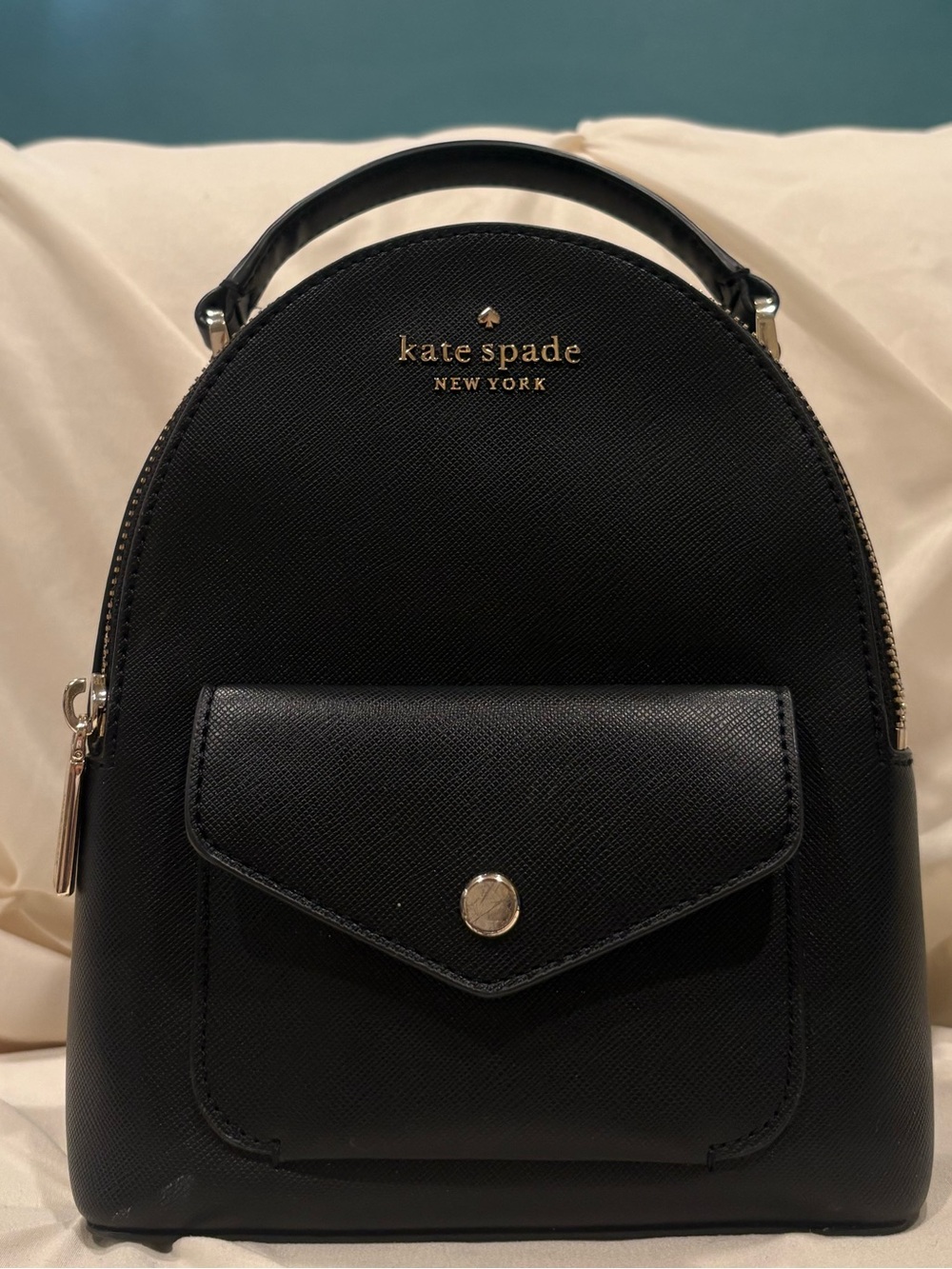 Kate Spade New York Schuyler Black PVC Saffiano Leather Mini Backpack EUC